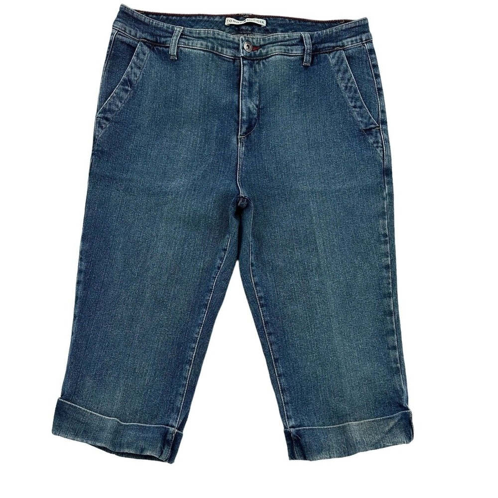 Tommy Hilfiger Women Size 14 Medium Wash Denim Capri Jeans  Blue Cropped Pants
